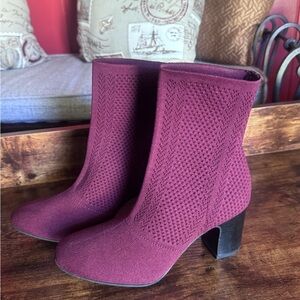 Born Burgundy Knit Ankle Booties
